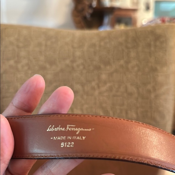 Salvatore Ferragamo Brown and Gold Leather Belt